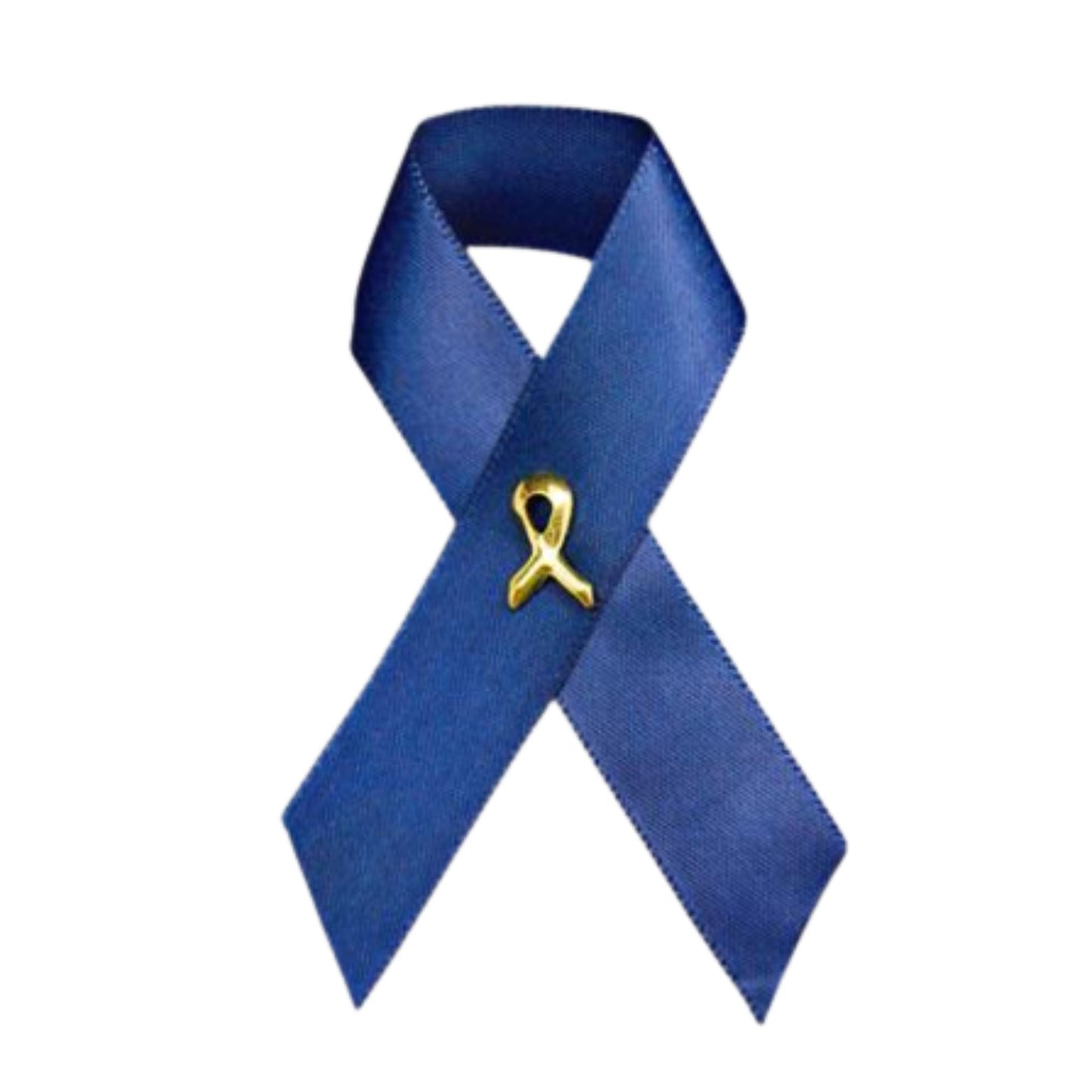 10 Pack Dark Blue Satin Ribbon Awareness Pins