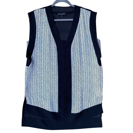 Banana Republic Womens Medium 100% Polyester V Patterned Sleeveless Tunic Blouse