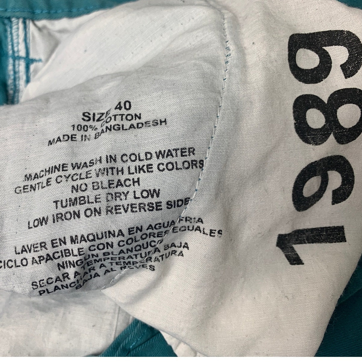 EightyNine Mens Size 40 Teal 100% Cotton Drawstring Leg Rough Edge Cargo Shorts