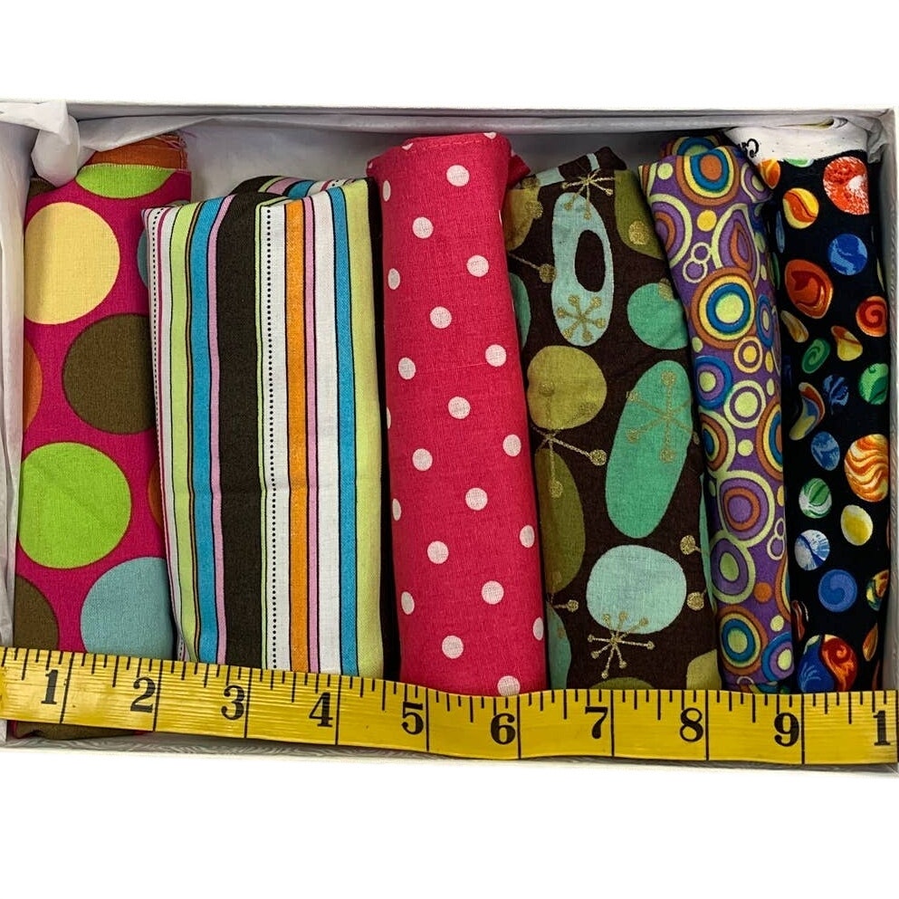 Polka Dot Mod Stripe Marbles Circle Cotton Blend Fabric Craft Project Swatch Box