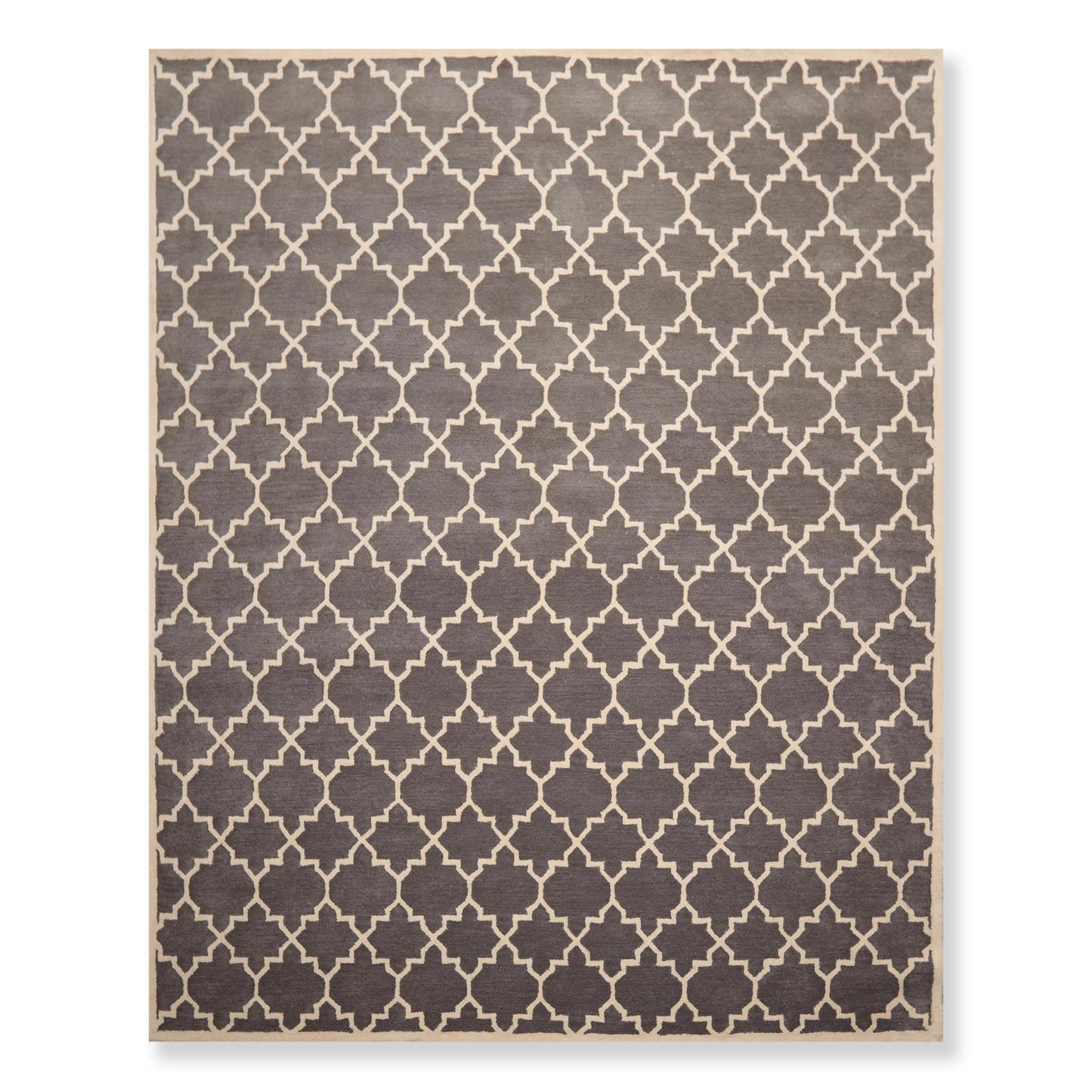 8 x 10 Handmade 100% Wool Traditional Oriental Area rug Modern Gray & Ivory-1