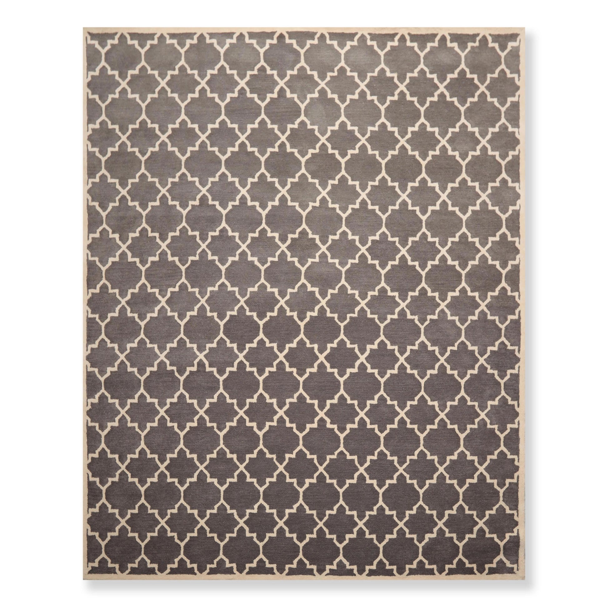 8 x 10 Handmade 100% Wool Traditional Oriental Area rug Modern Gray & Ivory-1