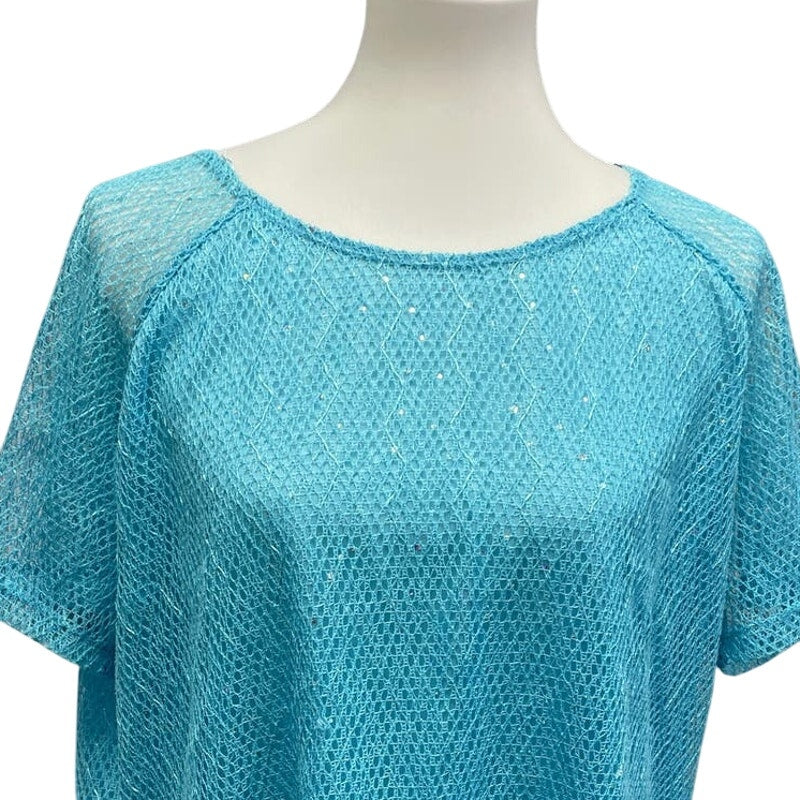 Cathy Daniels Womens XL Short Sleeve Polyester Sequin Short Sleeve Crew Neck Top