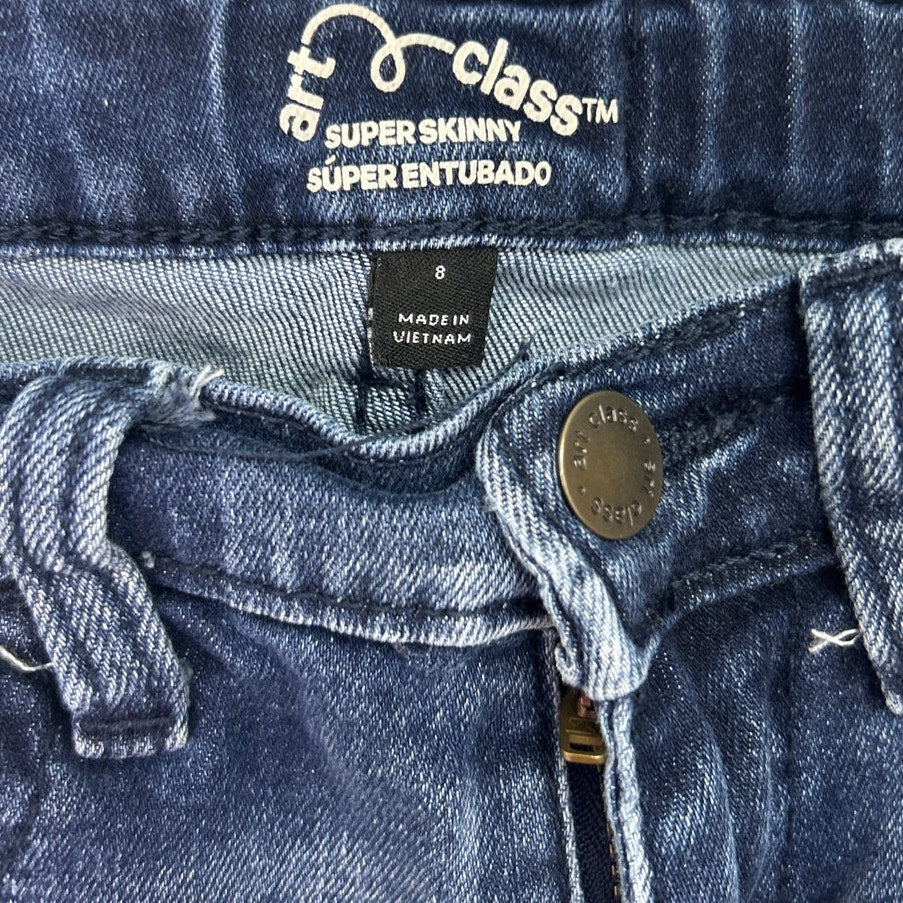 Lot of 2 Art Class Cat & Jack Girls Size 8 Adjustable Waist Denim Blue Jeans