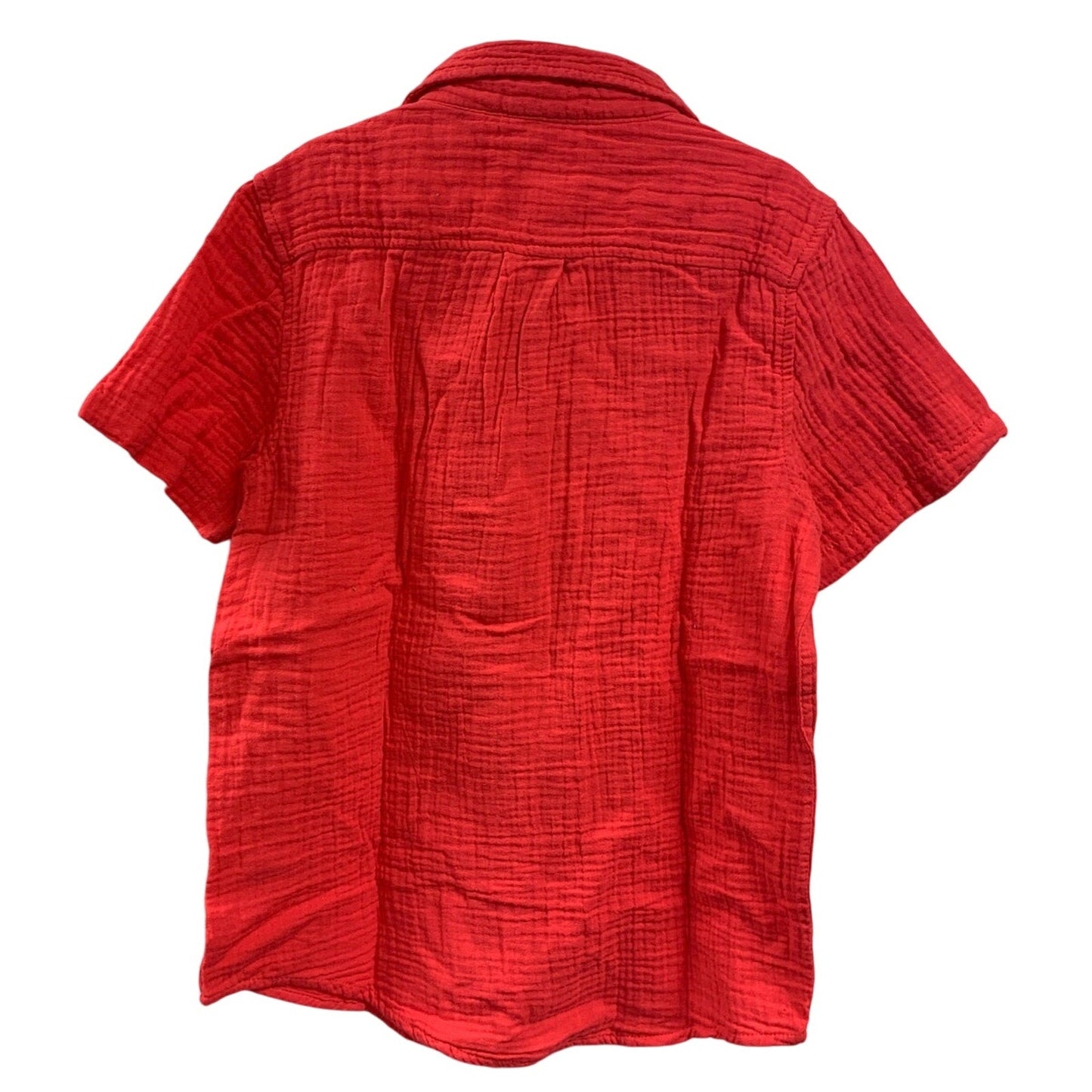 New Cat & Jack Boys Large Red Melon Short Sleeve 100% Cotton Button Up Shirt