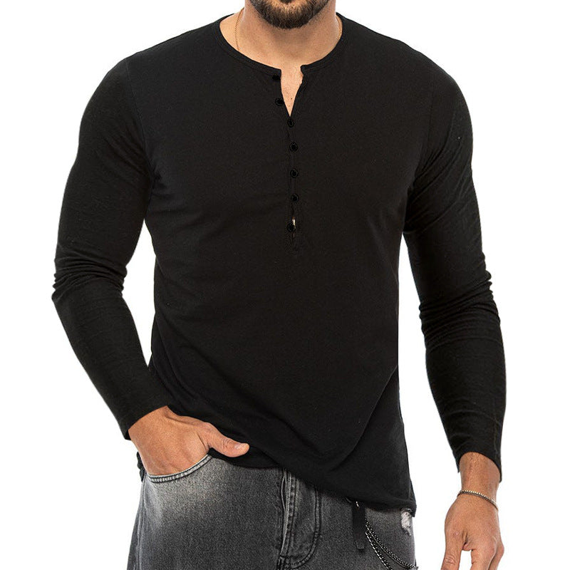 Men's Foreign Trade Henry Shirt Breathable T-Shirt
