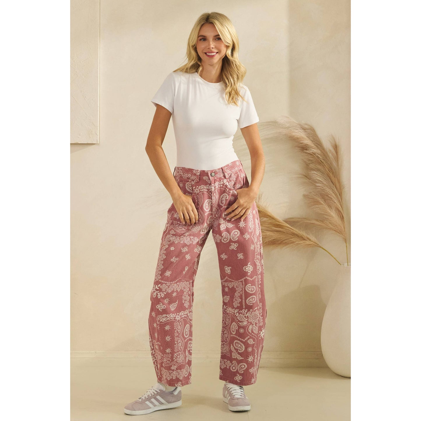 Vintage Pink Paisley Denim