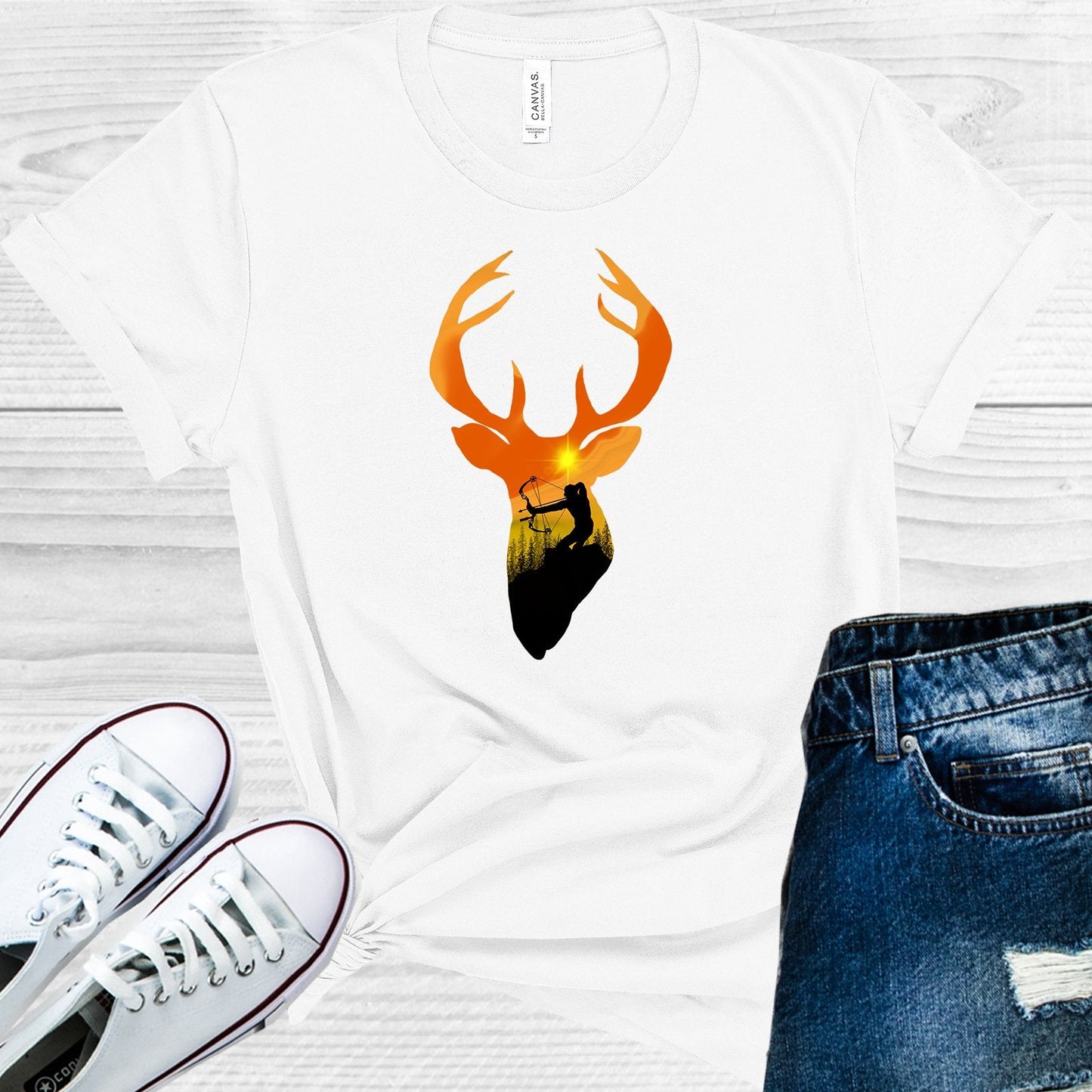 Bow Hunting Deer Head Graphic Tee