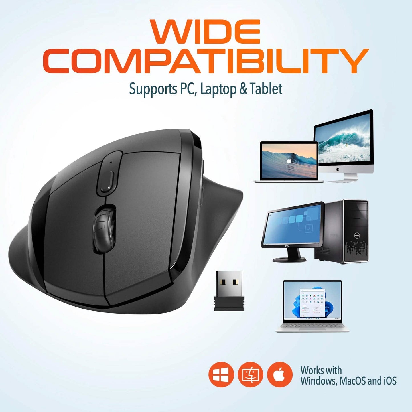 Delton S30 Ergonomic 2.4G Wireless Mouse Optical Computer Pointing Device