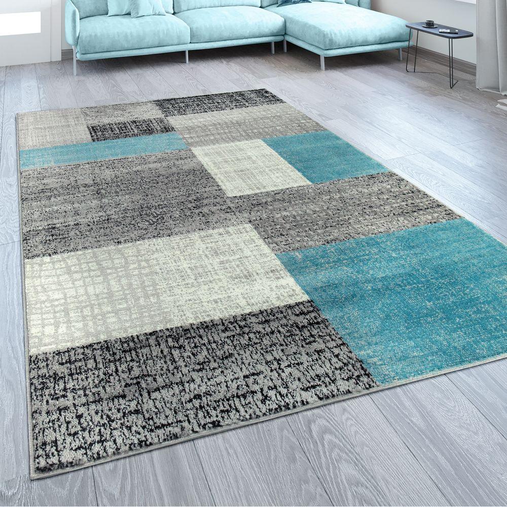 Designer Rug Sinai Checkered Pattern - Light Blue Grey-0