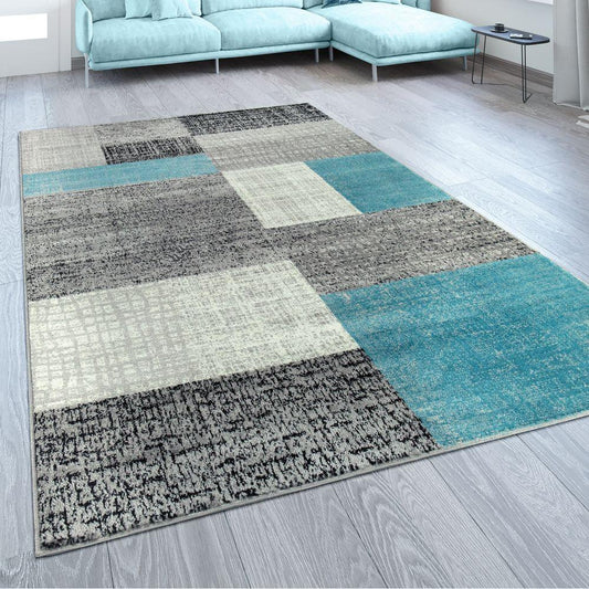 Designer Rug Sinai Checkered Pattern - Light Blue Grey-0