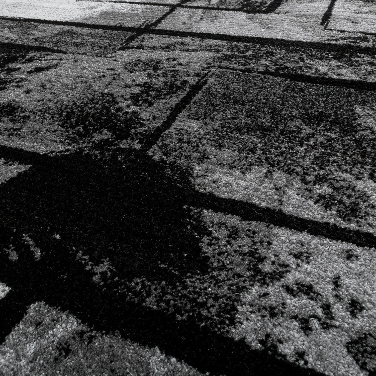 Black White Area Rug Montreal Abstract Paint Effect-3