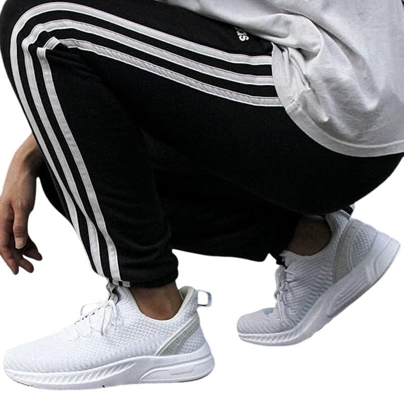 Feethit Mens Size 9 White Sneakers Lace Up Round Toe Lace Up Athletic Shoes
