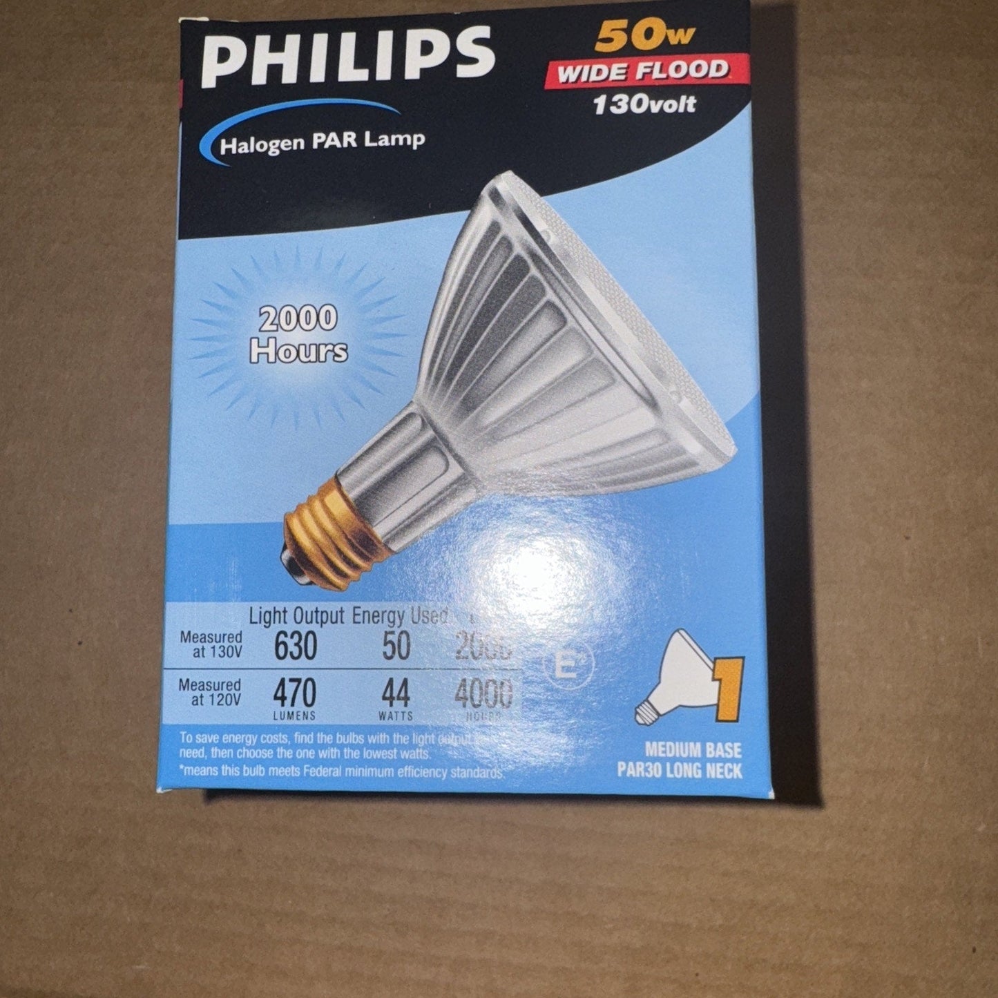 Phillips Halogen Wide Flood Light 50W Par 30 General Lighting 2000 Hr 470 Lumens