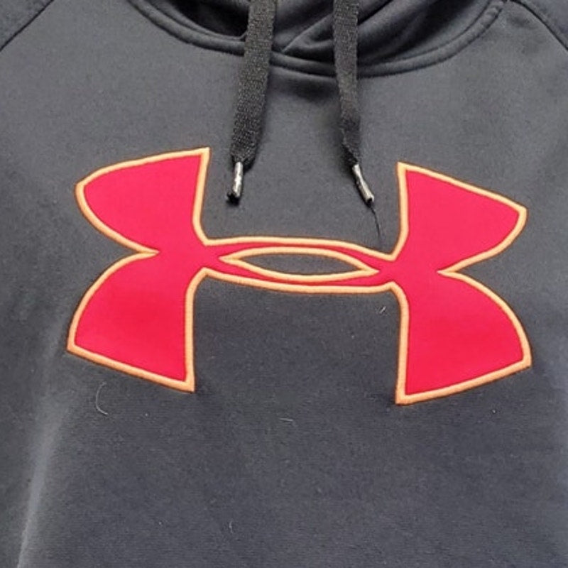 Under Armour Womens Large Pink Logo Athletic Sweatshirt Hoodie w Pockets