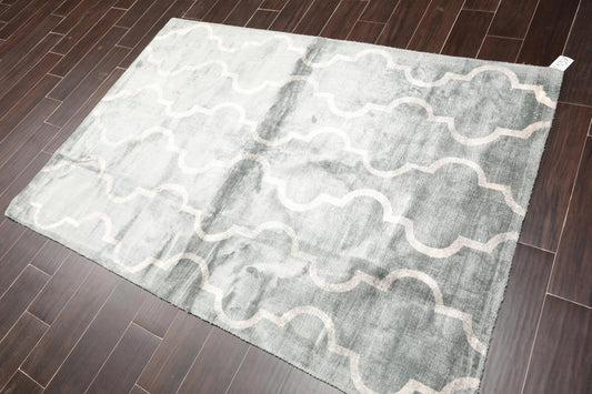 4' 6''x6' 6'' Oriental Area Rug Hand Tufted Viscose 100% Contemporary-0