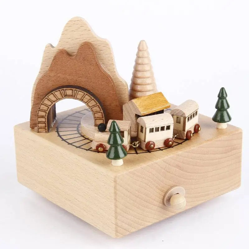 DIY Dancing Music Box Wooden Christmas Train Toy