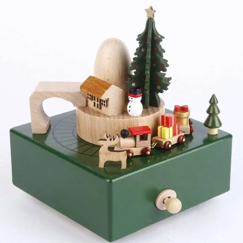 DIY Dancing Music Box Wooden Christmas Train Toy