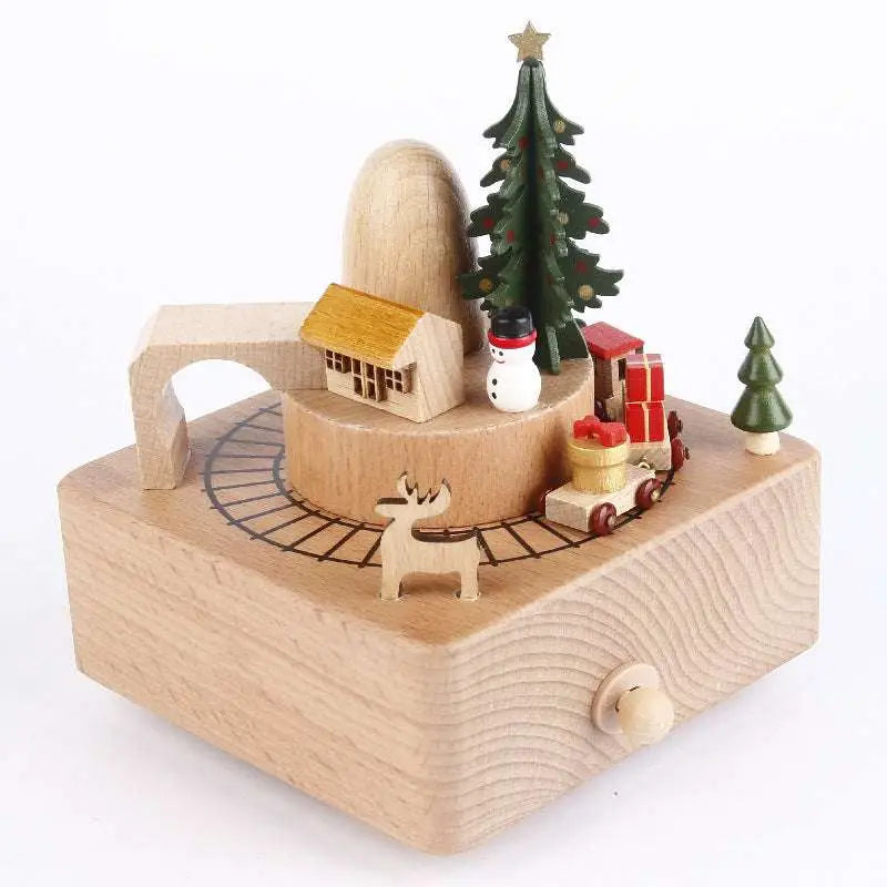 DIY Dancing Music Box Wooden Christmas Train Toy
