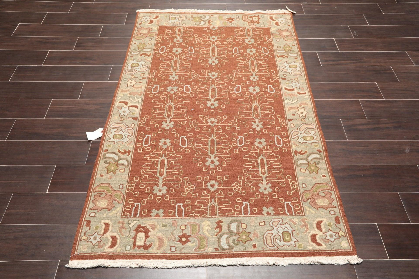 3'10" x 5'10" Hand Knotted Wool Reversible Panel Area Rug Brown-1