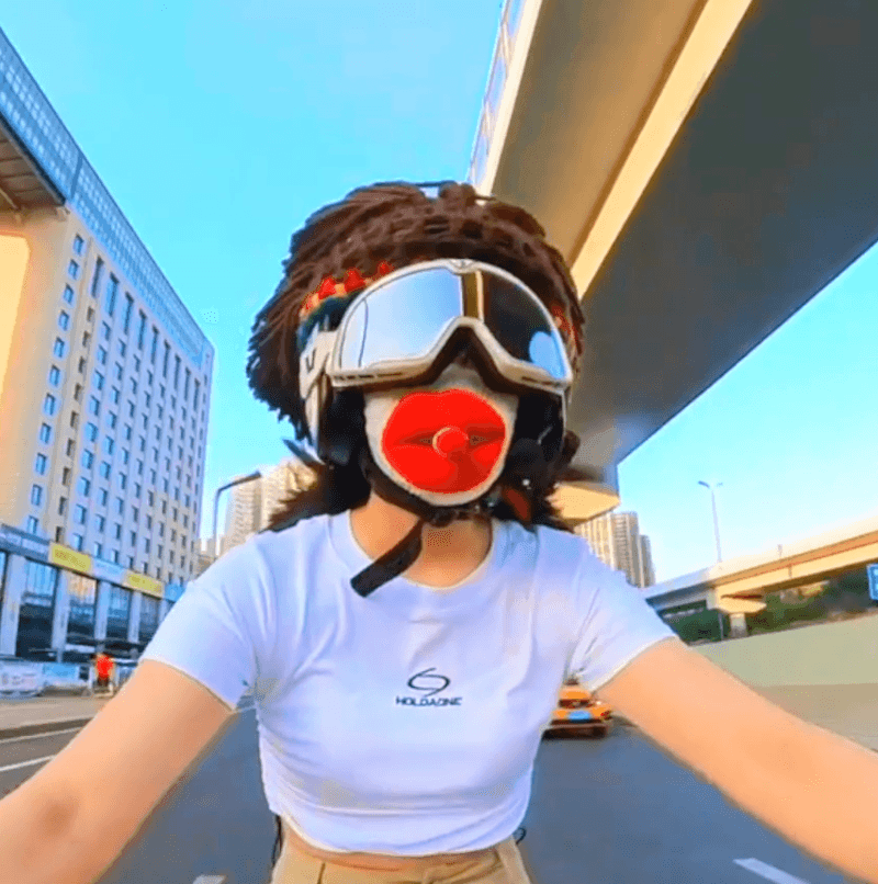 Dreadlocks helmet hood & Sausage-lips mask