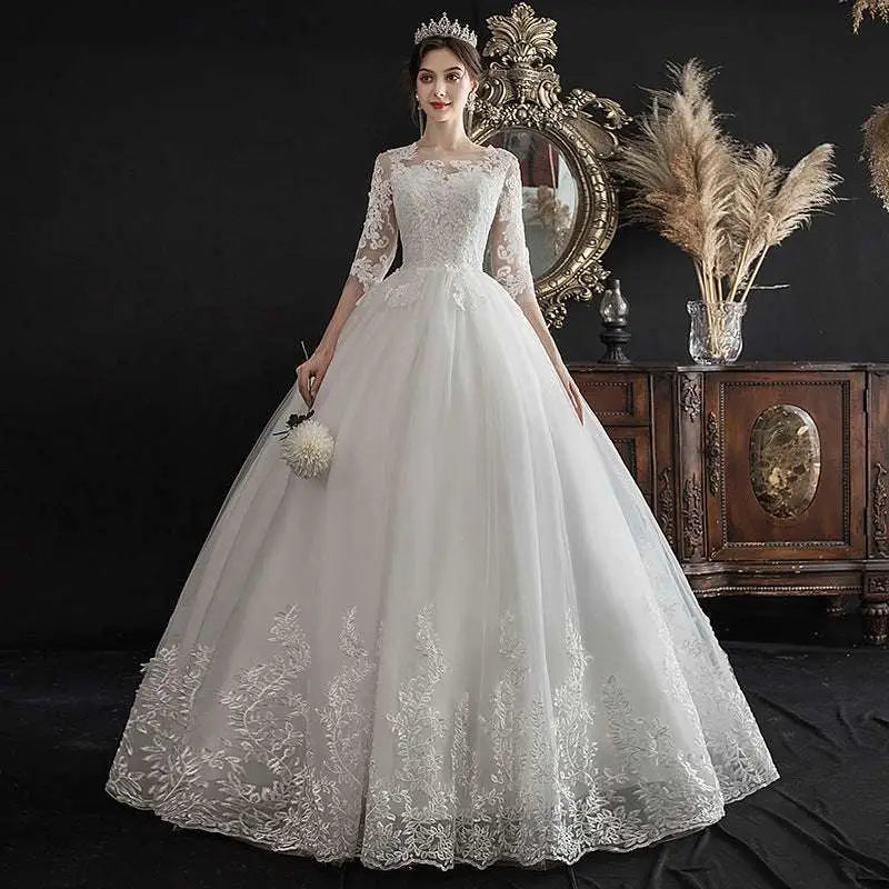 Dream Slim Sleeve Lace Ivory Wedding Gown