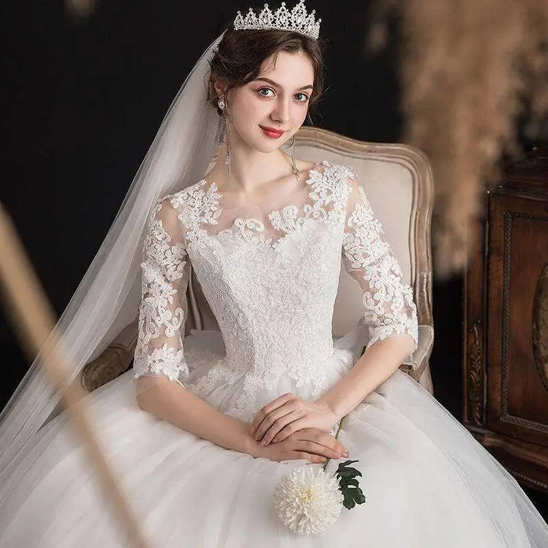 Dream Slim Sleeve Lace Ivory Wedding Gown