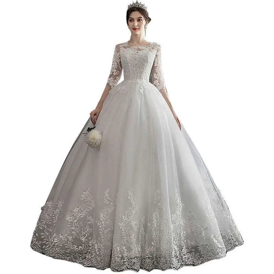 Dream Slim Sleeve Lace Ivory Wedding Gown