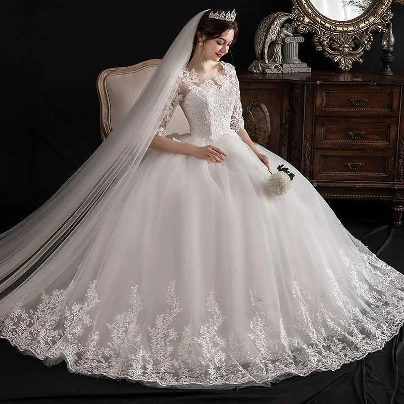 Dream Slim Sleeve Lace Ivory Wedding Gown