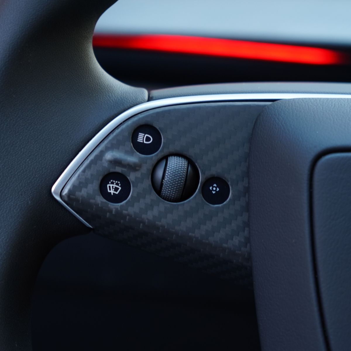 Real Dry Carbon Fiber Steering Wheel Bezel Overlay for Model 3 Highland & Model Y Juniper (3 Pieces)