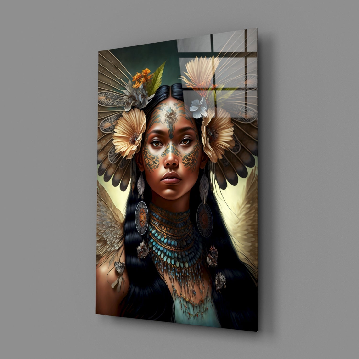 Princess of Flowers Glass Wall Art  || Designer Collection-1