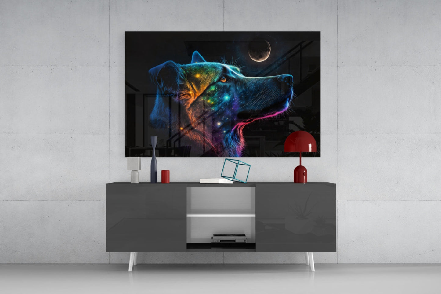 Space Dog Glass Wall Art  || Designer Collection