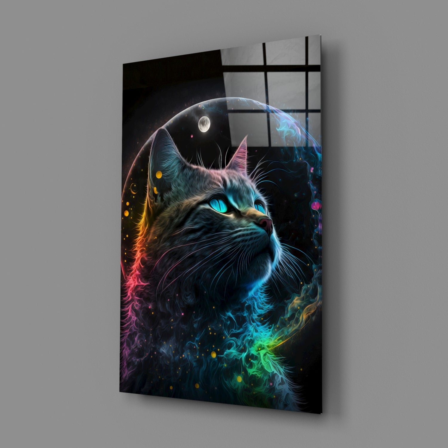 Moon Cat Glass Wall Art  || Designer Collection-1