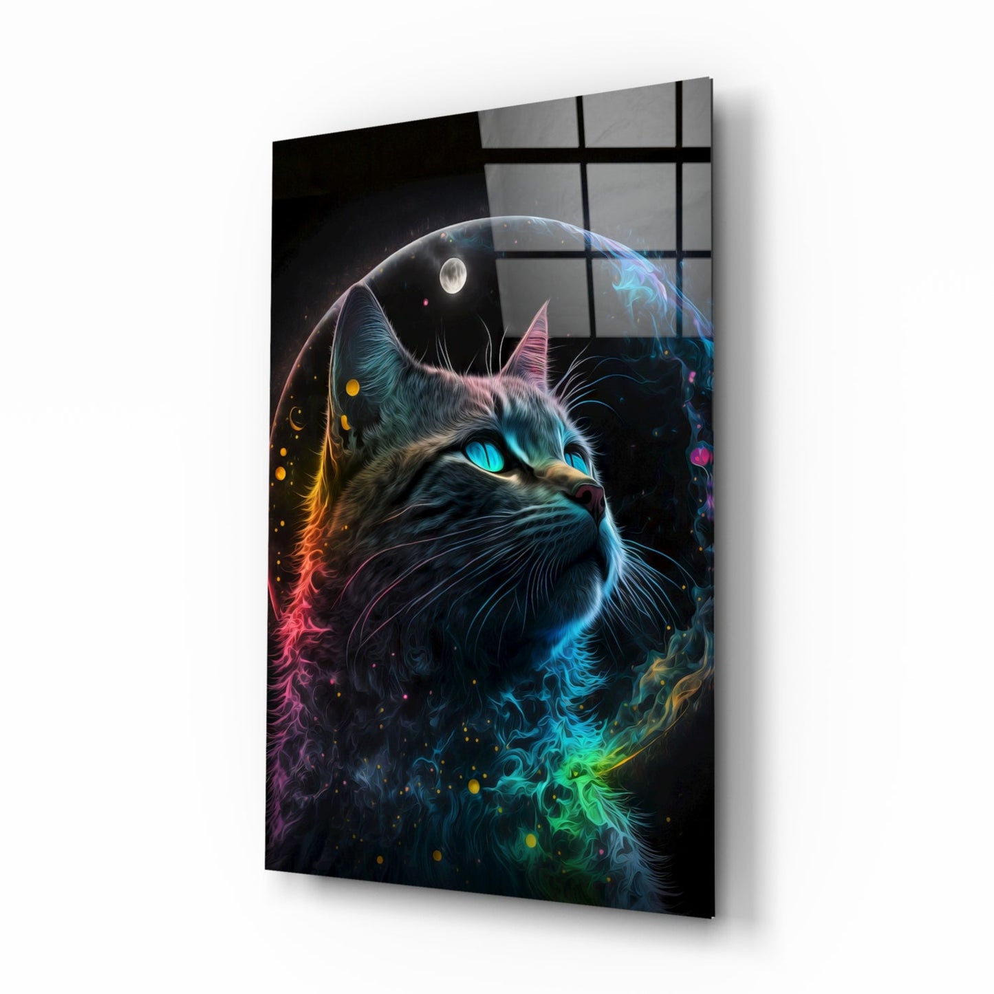 Moon Cat Glass Wall Art  || Designer Collection-0
