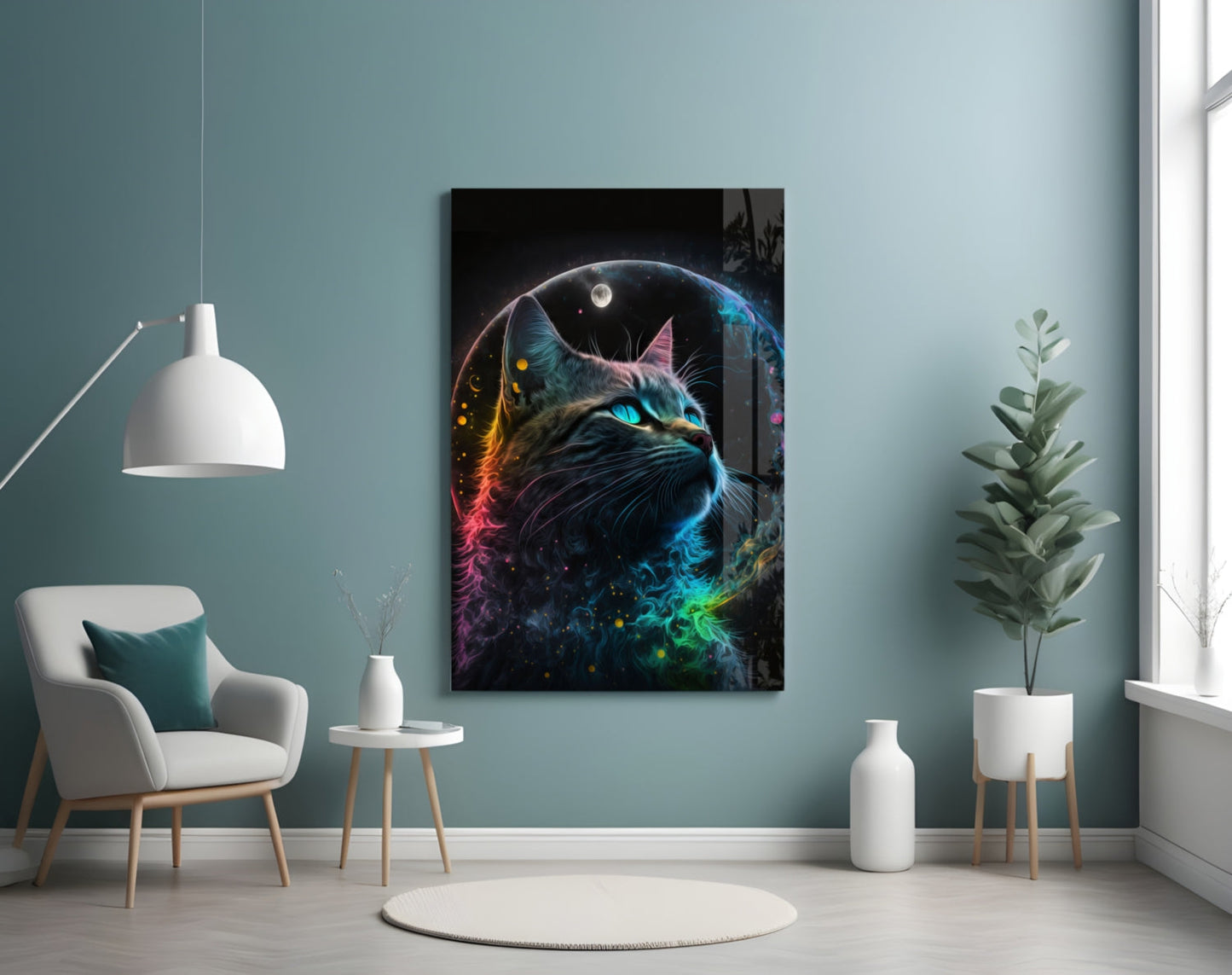 Moon Cat Glass Wall Art  || Designer Collection-3