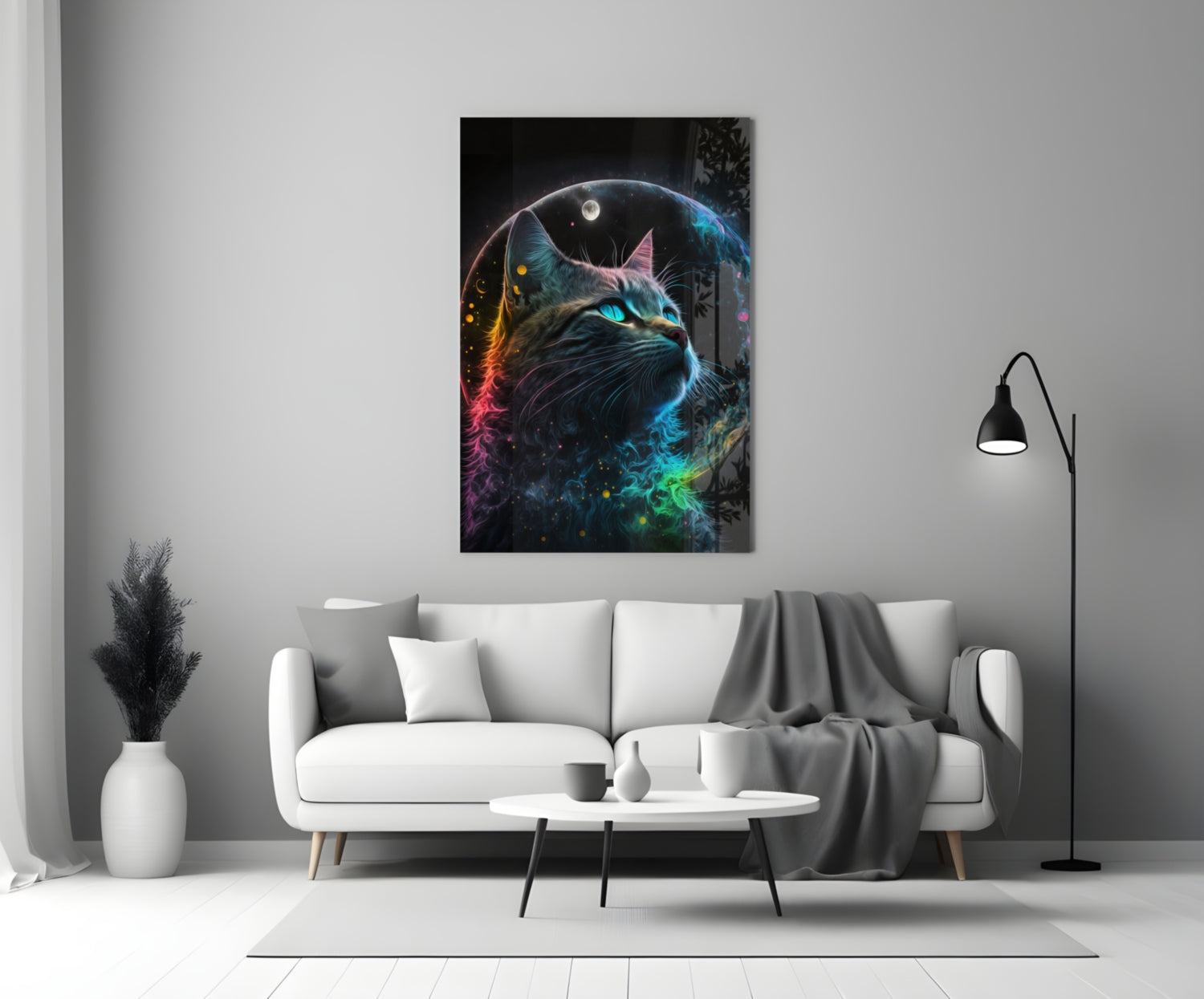 Moon Cat Glass Wall Art  || Designer Collection-2
