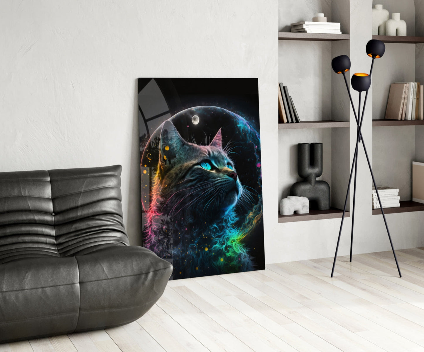 Moon Cat Glass Wall Art  || Designer Collection-4