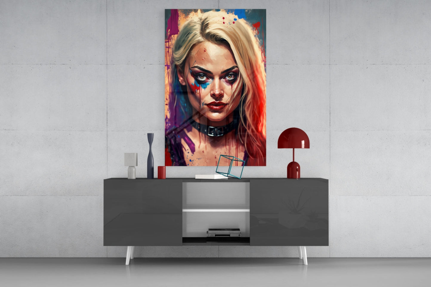Harley Quinn Glass Wall Art  || Designer Collection