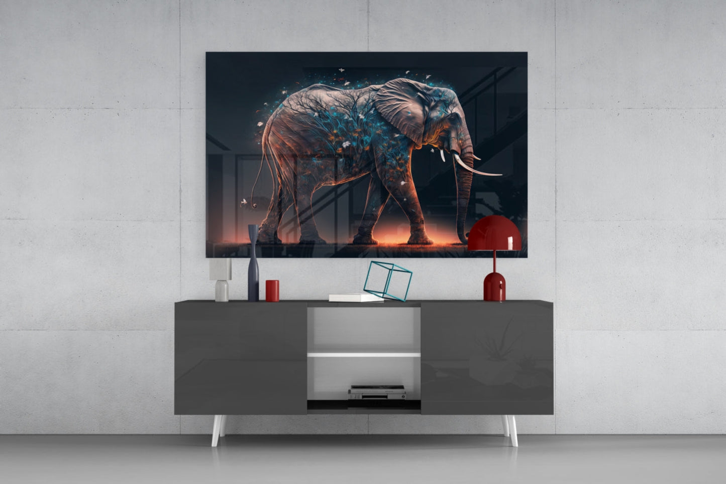 Glory of an Elephant Glass Wall Art  || Designer Collection