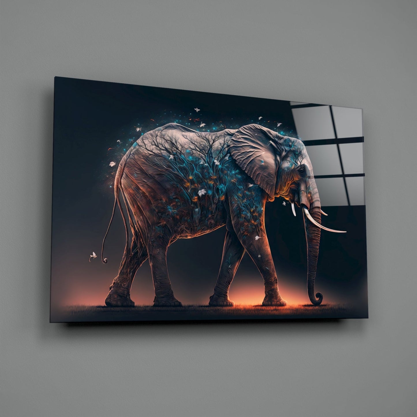 Glory of an Elephant Glass Wall Art  || Designer Collection