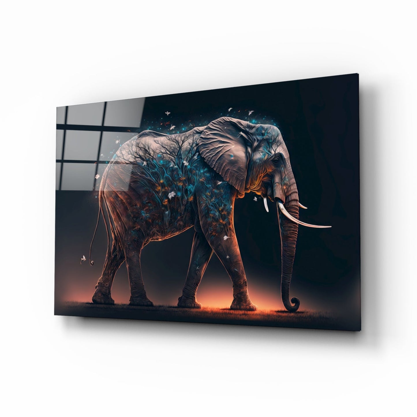 Glory of an Elephant Glass Wall Art  || Designer Collection