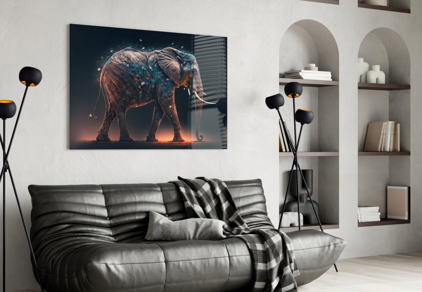 Glory of an Elephant Glass Wall Art  || Designer Collection