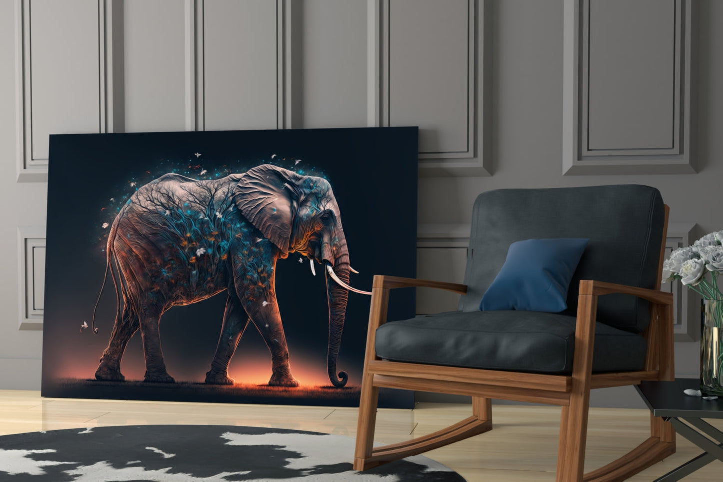 Glory of an Elephant Glass Wall Art  || Designer Collection