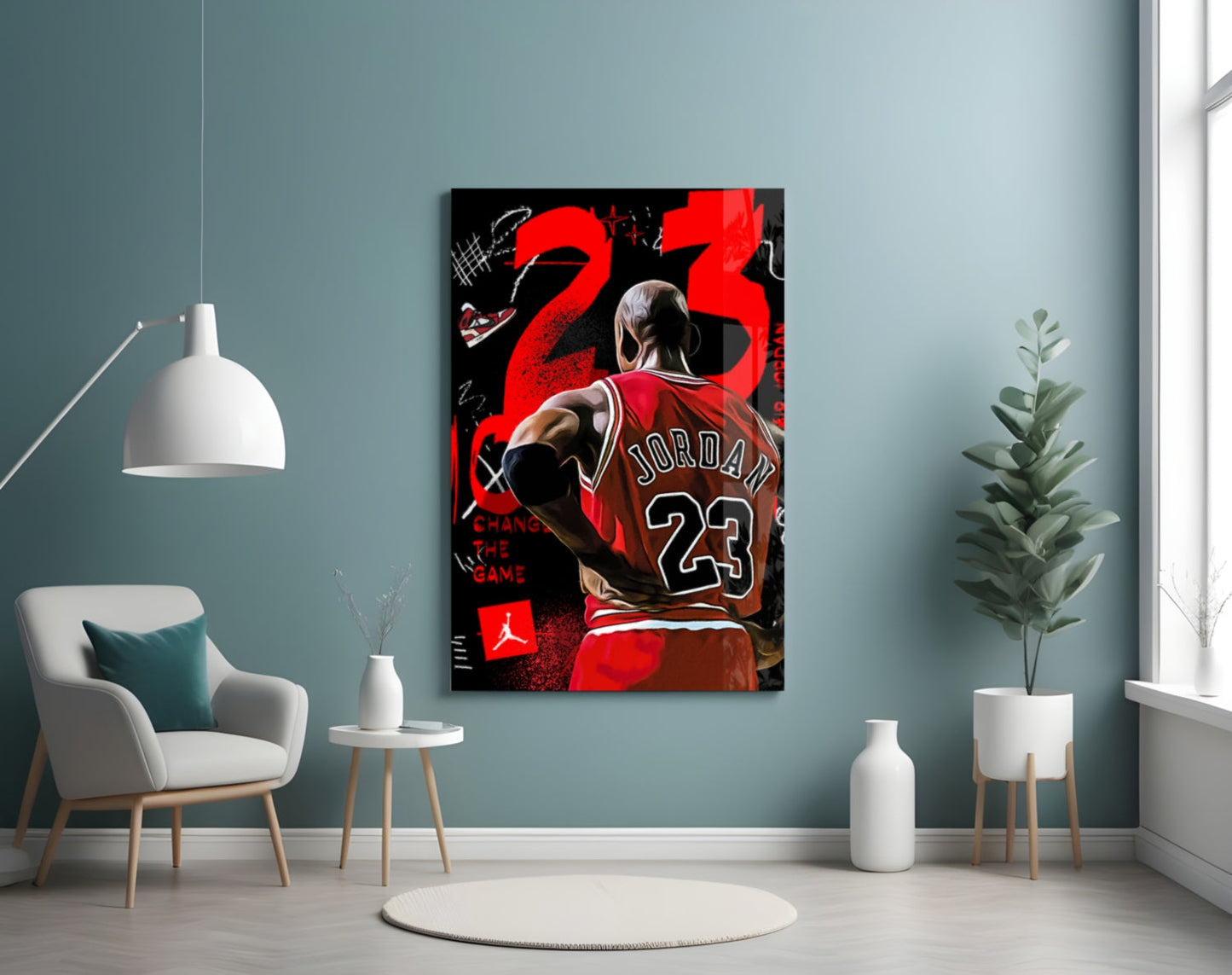 Micheal Jordan Glass Wall Art || Designer Collection