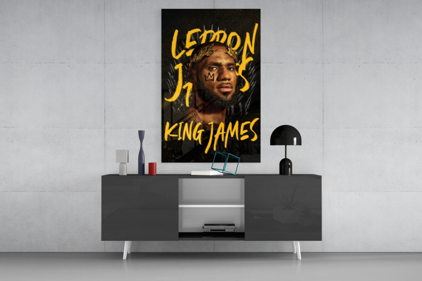 Lebron James, King Glass Wall Art || Designer Collection