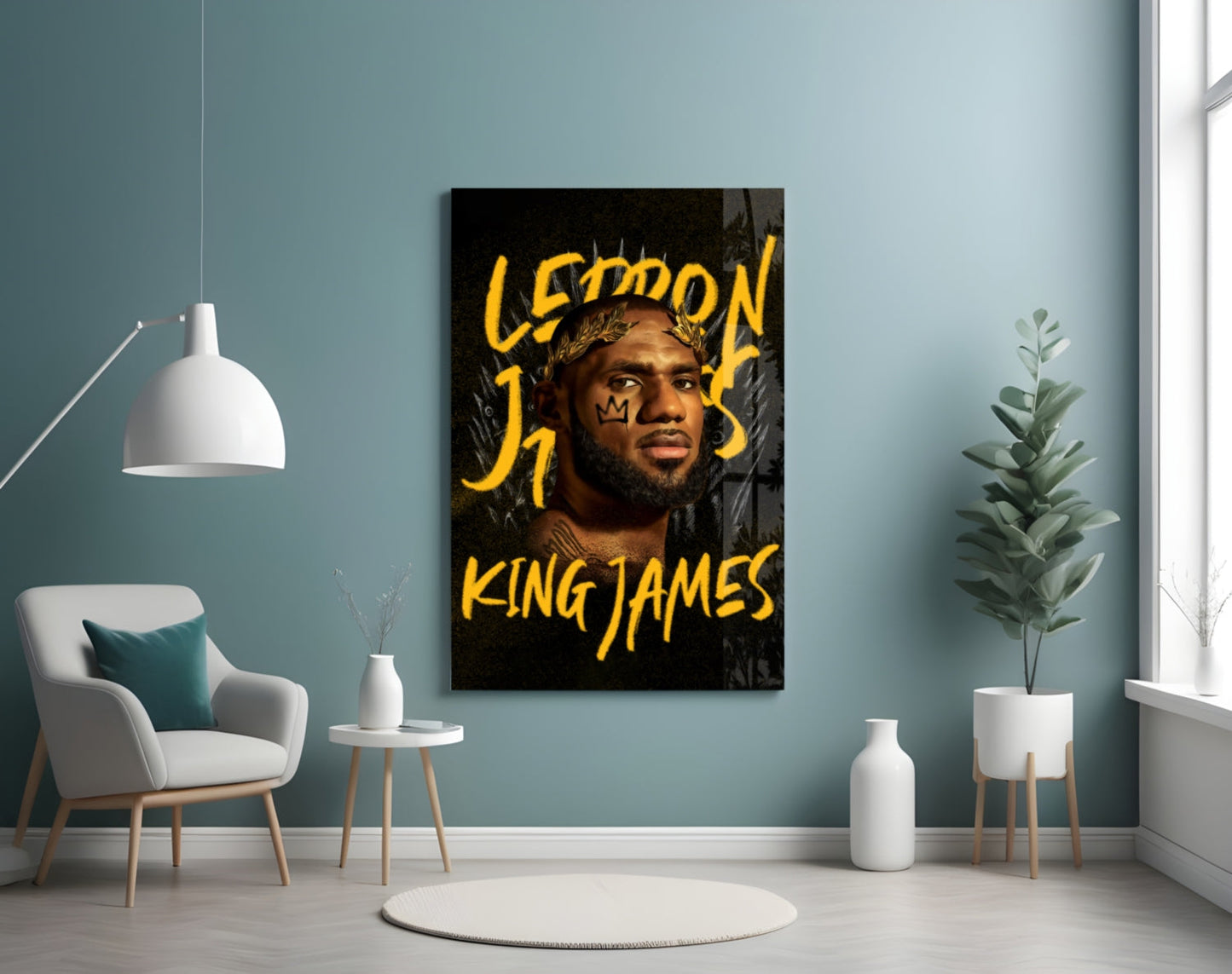 Lebron James, King Glass Wall Art || Designer Collection