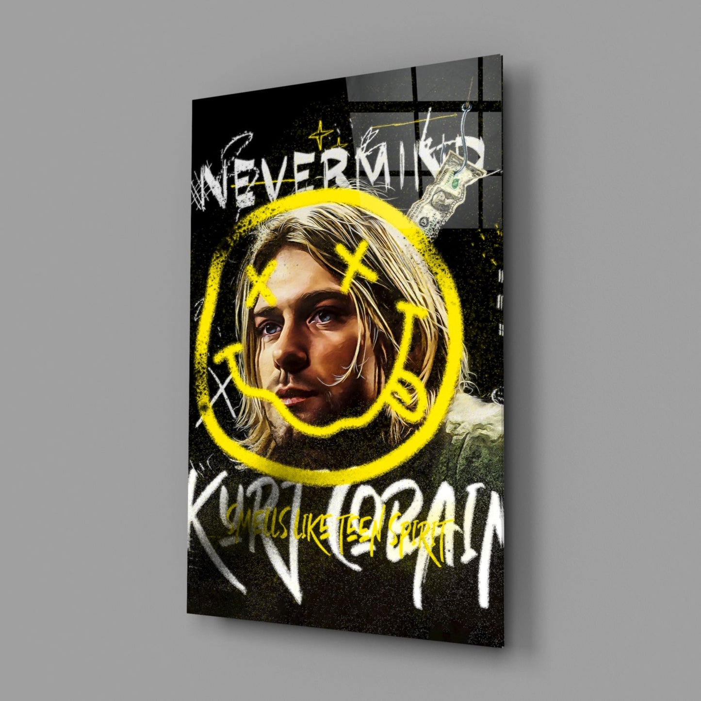 Kurt Cobain Glass Wall Art || Designer Collection