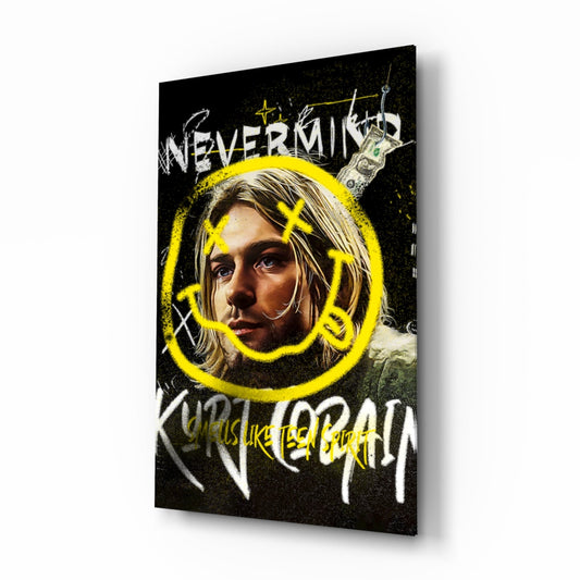 Kurt Cobain Glass Wall Art || Designer Collection
