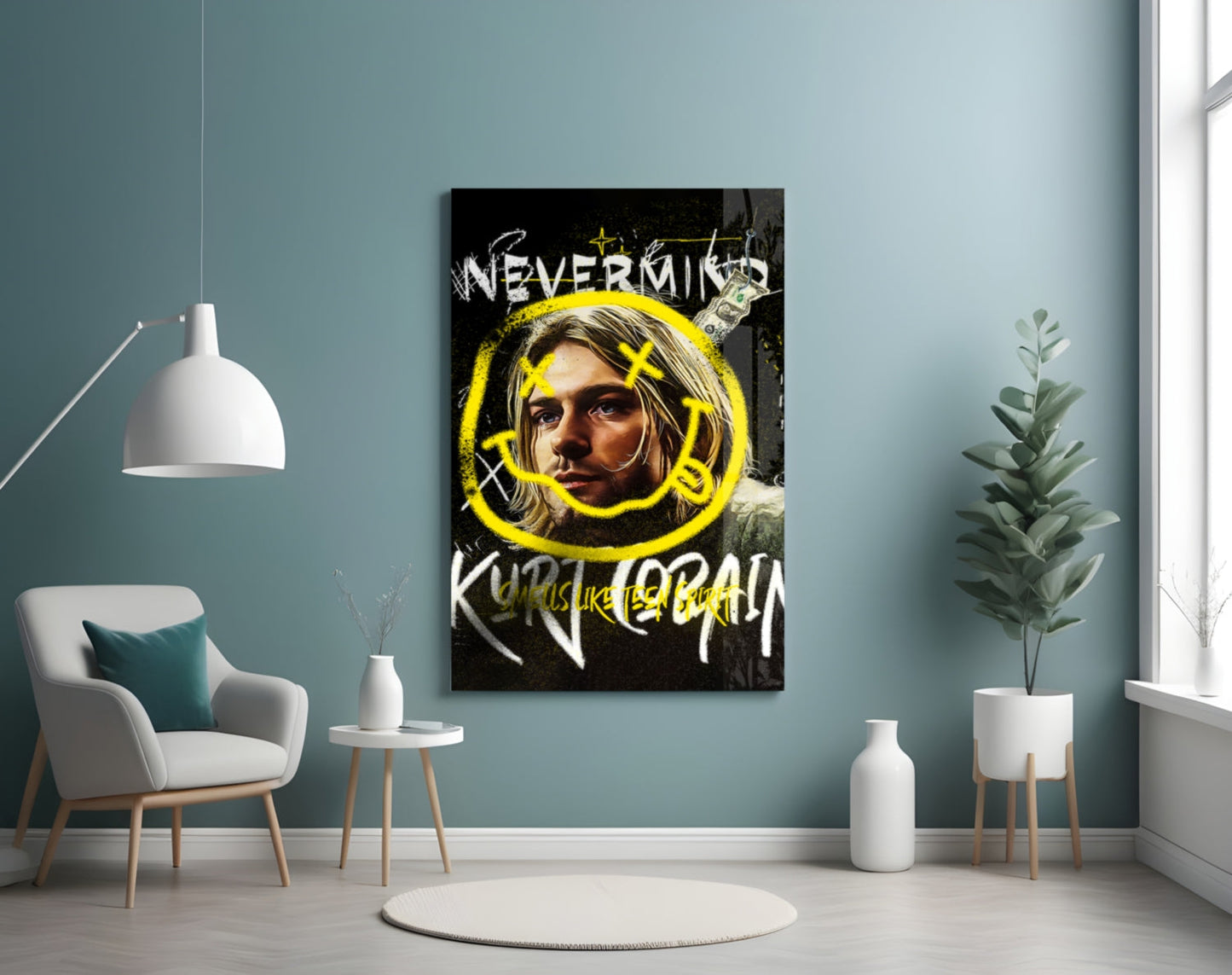 Kurt Cobain Glass Wall Art || Designer Collection