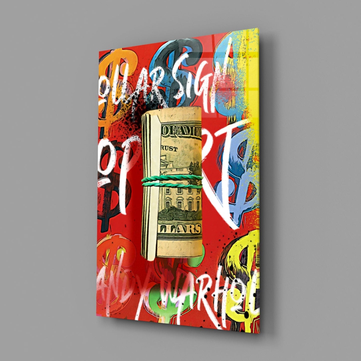 Andy Warhol and Bankroll Glass Wall Art || Designer Collection